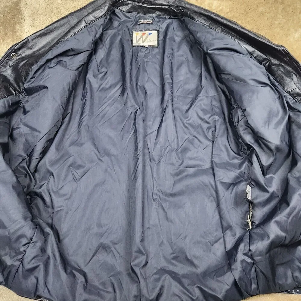 Leather by Wilsons Mens Black Medium Vintage Leather Coat With Pockets Long